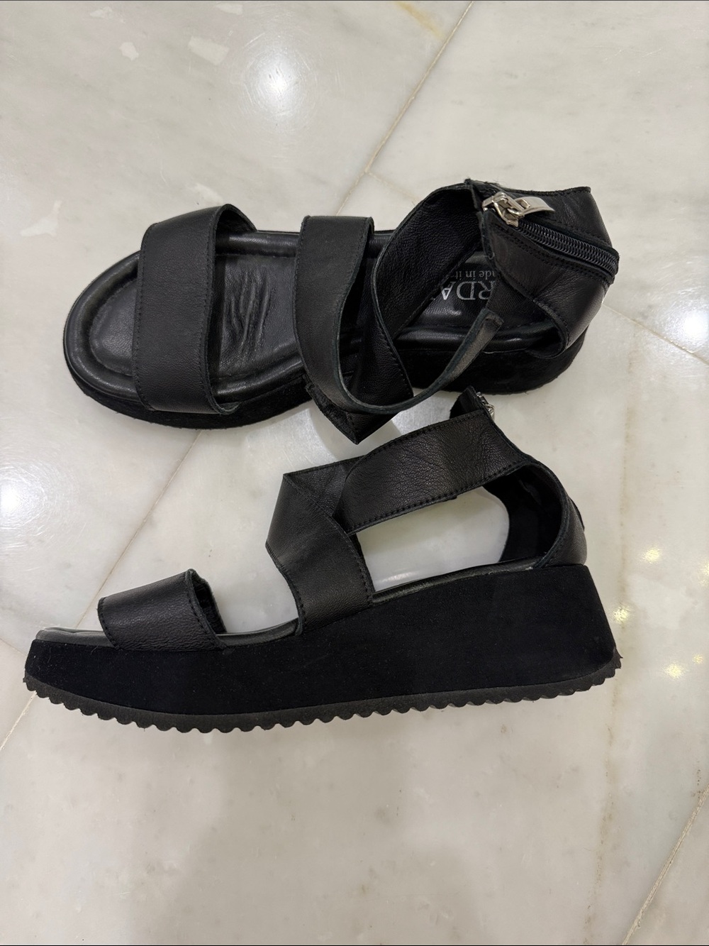 Cordani Italian Black Platform Strappy Sandals - Women
